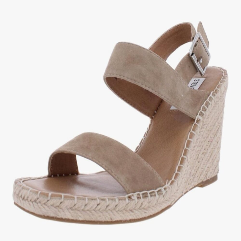 Steve Madden Taupe Suede Espadrille Wedge Sandals